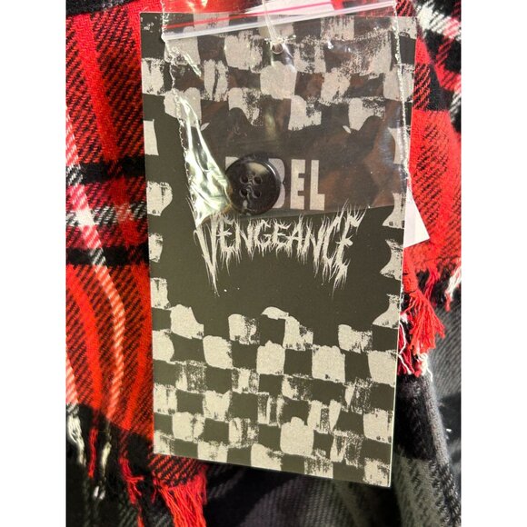 Rebel Vengeance Mens Plaid Patchwork Shirt Jacket XL 100% Cotton Red & Black - Picture 6 of 14